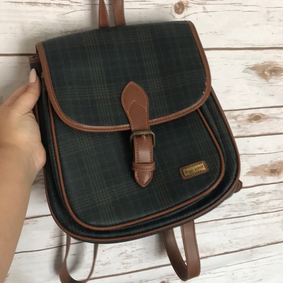 Bruno Lorelli Handbags - Bruno Lorelli• leather canvas plaid green backpack
